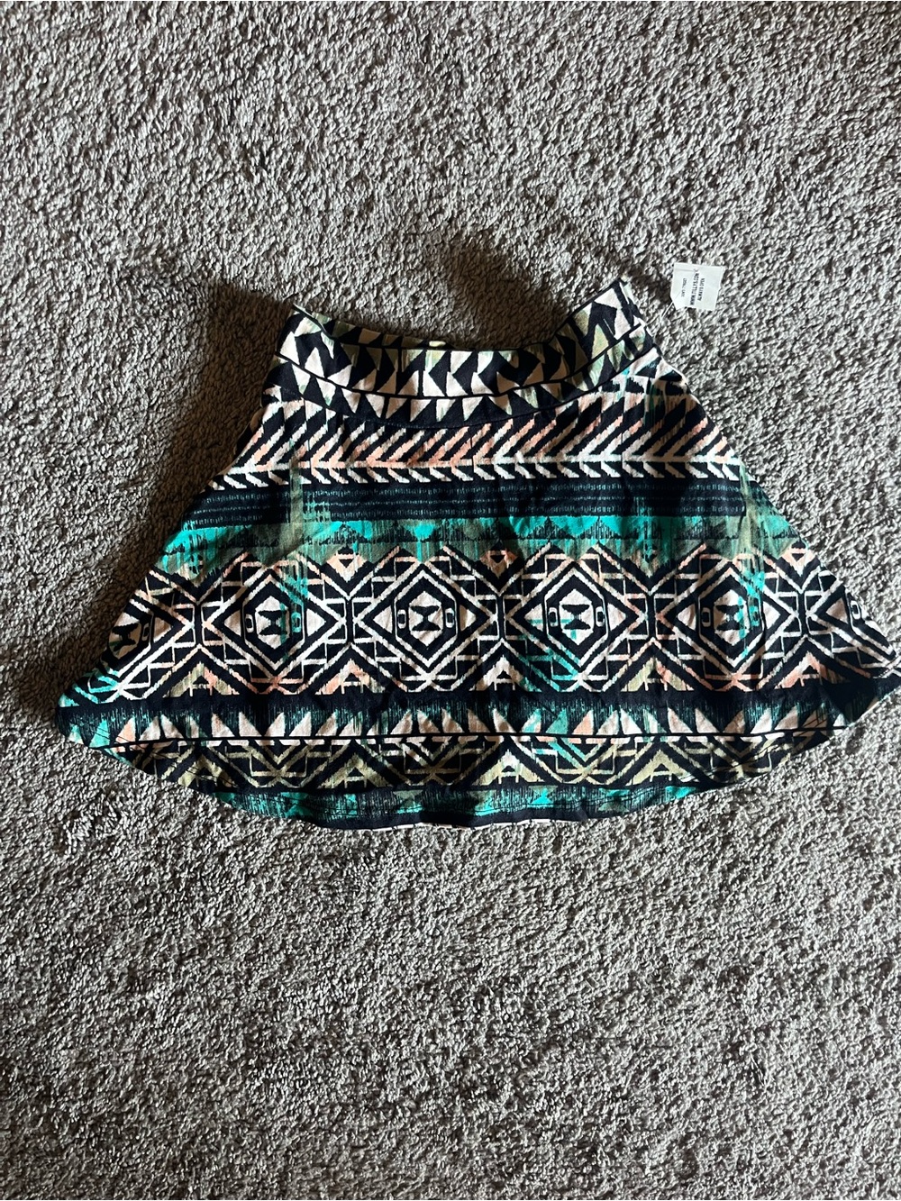 Tilly’s Aztec Print Skater Skirt in Teal, Black & Cream
